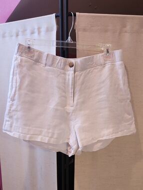 J. Crew White High-Waist Linen Shorts
